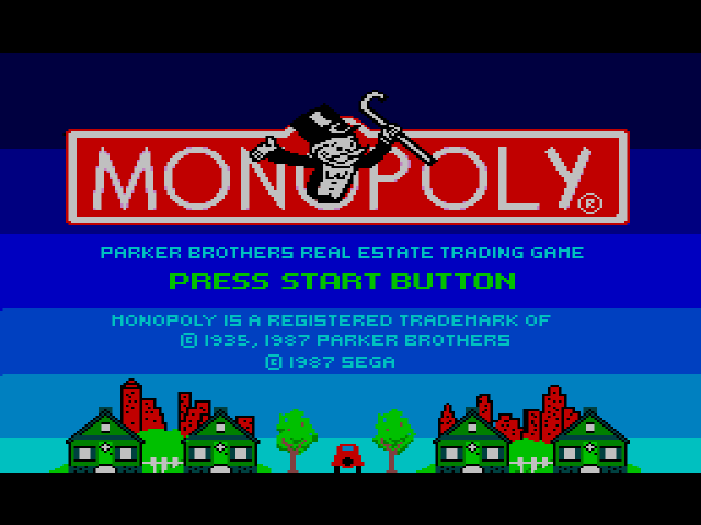 Monopoly title screen for Sega Master System